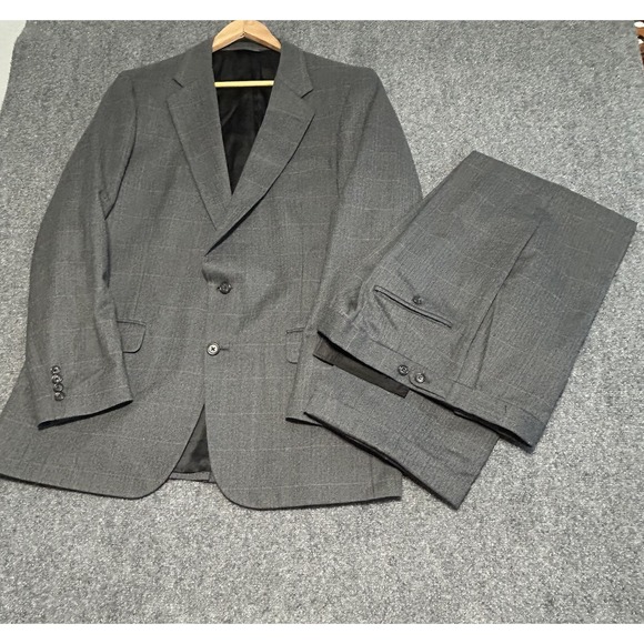 Burberrys' Men's 100% Wool Suit Jacket Pants‎ Size 44 34x27 Gray See Pics
